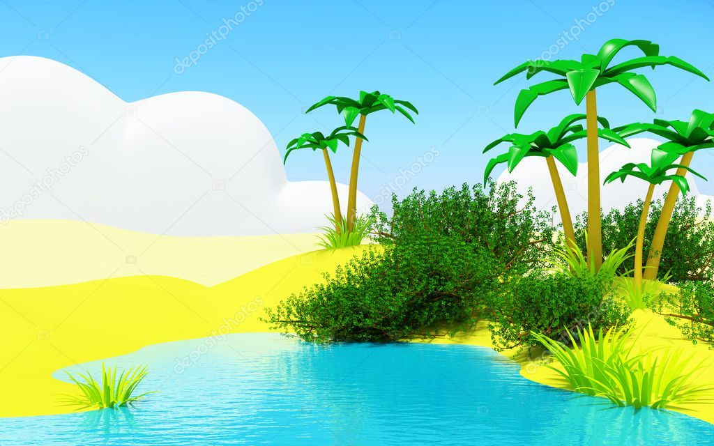 Oasis with a pond