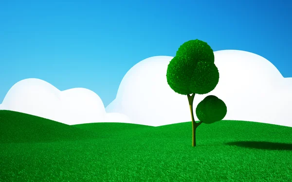 Árbol en un campo verde — Foto de Stock