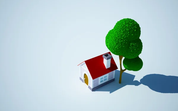Cartoon home and tree — Stock Photo, Image
