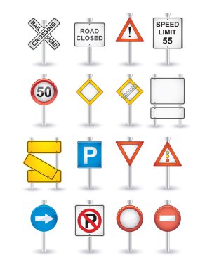 Danger road signs set clipart