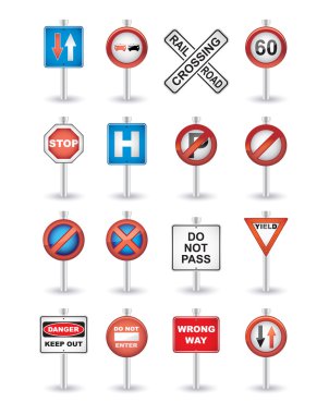 Road signs set clipart