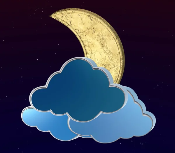 Goldsichel Mond und Wolken — Stockfoto