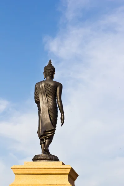 Zadní strana černá socha Buddhy — Stock fotografie