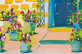 Картина, постер, плакат, фотообои "poster color drawing flowers", артикул 11272438