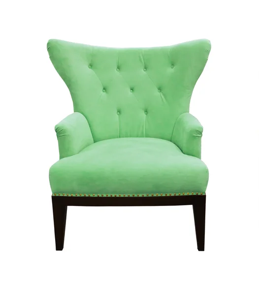Groene sofa geïsoleerd — Stockfoto