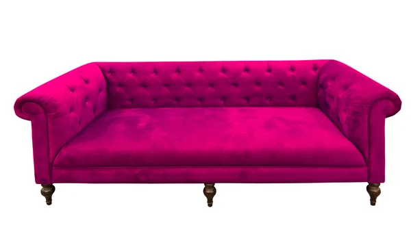 Fialové sofa, samostatný — Stock fotografie