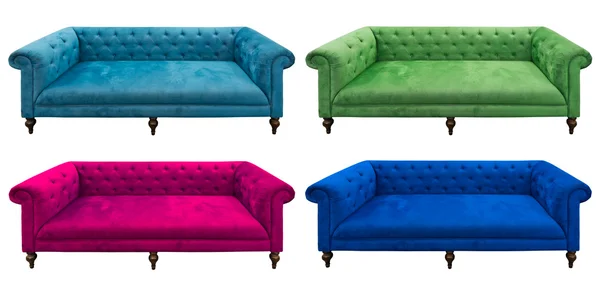 Многоцветный набор изолированных диванов — стоковое фото