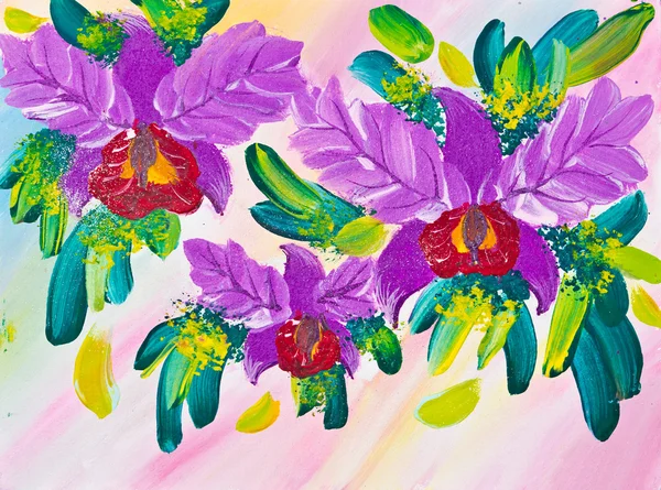 Affisch färg ritning blommor — Stockfoto