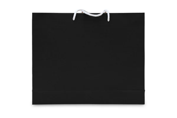 Black paper shopping bag isolated — Stock Photo, Image