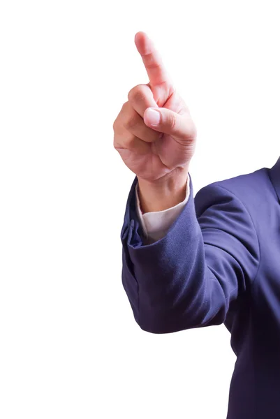 Business man hand pointing finger isolated — Stock Photo, Image