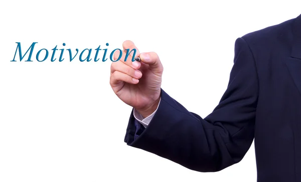 Business man hand skriva motivation ord — Stockfoto