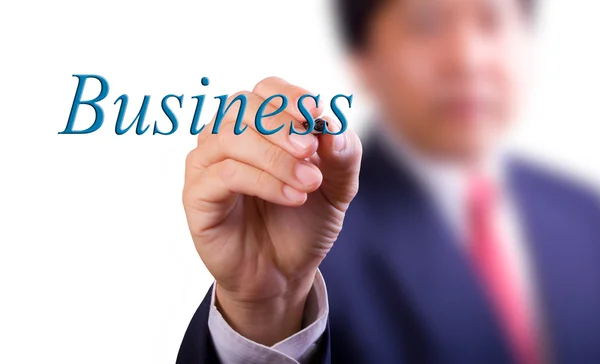 Pisząc słowo biznes biznesmen — Zdjęcie stockowe