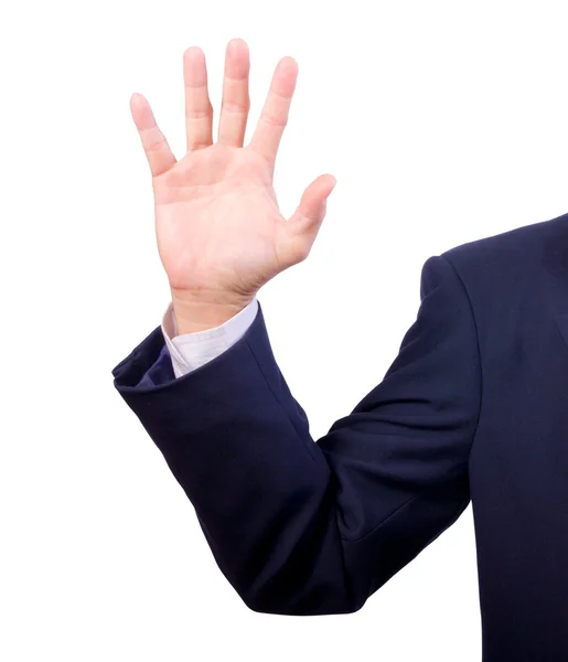 Business man hand show five fingers for vote — Stock Photo, Image