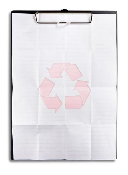 Reciclar papel en portapapeles aislado — Foto de Stock