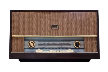 Beyaz arkaplanda izole edilmiş klasik radyo