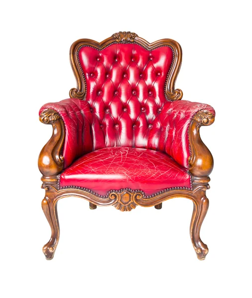 豪华红色真皮扶手椅 — 图库照片