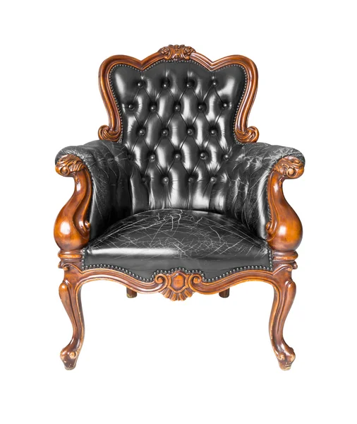 Luxury black leather armchair — Stock Photo, Image