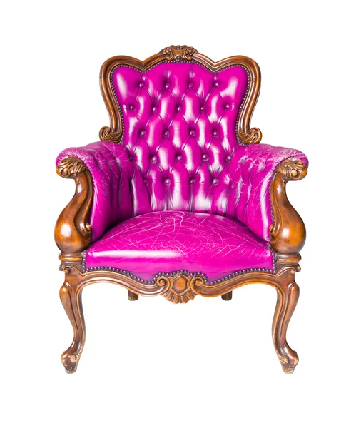 豪华粉红色真皮扶手椅 — 图库照片