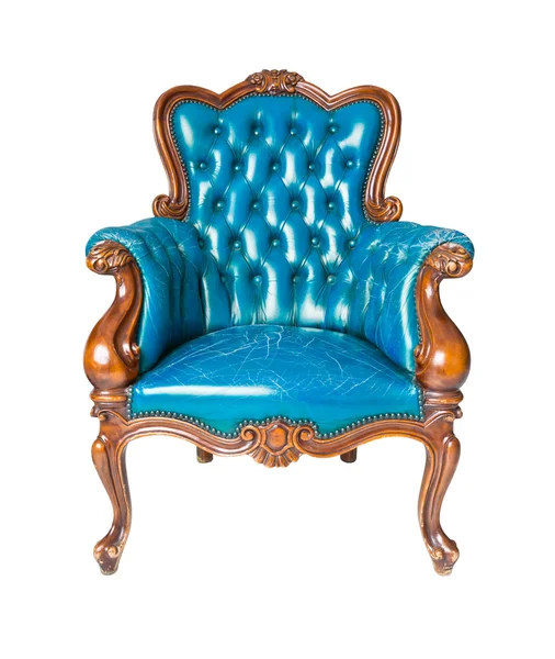 豪华蓝色皮革扶手椅 — 图库照片