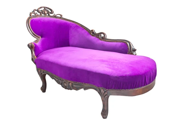 Kanapa luksus fioletowy na białym tle — Zdjęcie stockowe
