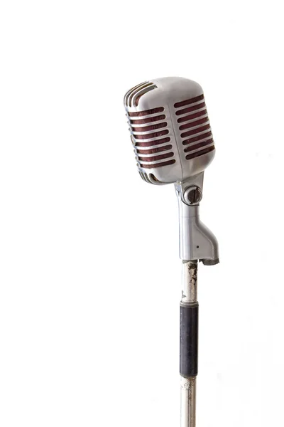 Retro chrom mikrofon na białym tle — Zdjęcie stockowe