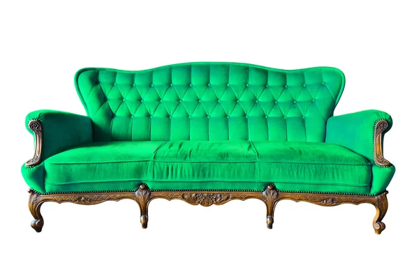 Vintage green luxury armchair isolated with clipping path — Stock Photo, Image