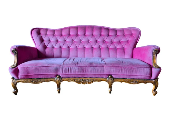 复古粉色豪华扶手椅孤立与剪切路径 — 图库照片