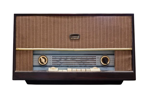 白色背景的老式收音机 — 图库照片