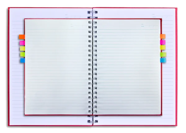 Notebooka czerwony na białym tle — Zdjęcie stockowe