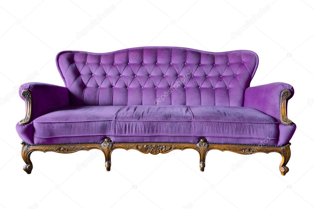 Vintage purple luxury armchair isolated with clipping path