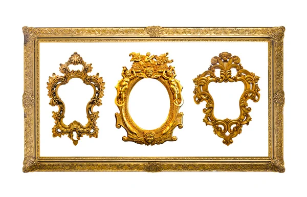 Колекція каркасу золотої скульптури ізольована відсічним контуром — стокове фото