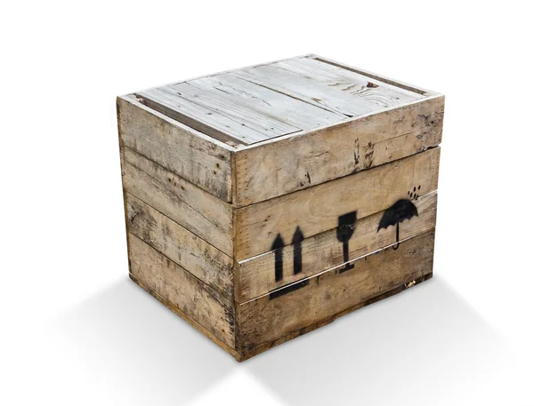 Деревянный ящик, изолированный с дорожкой — стоковое фото