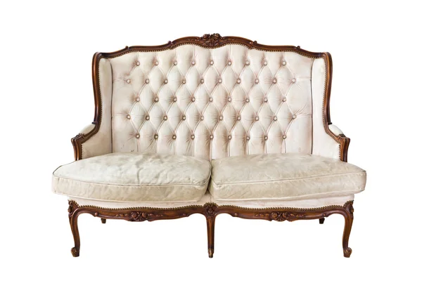 Sofa starodawny luksus na białym tle ze ścieżką przycinającą — Zdjęcie stockowe