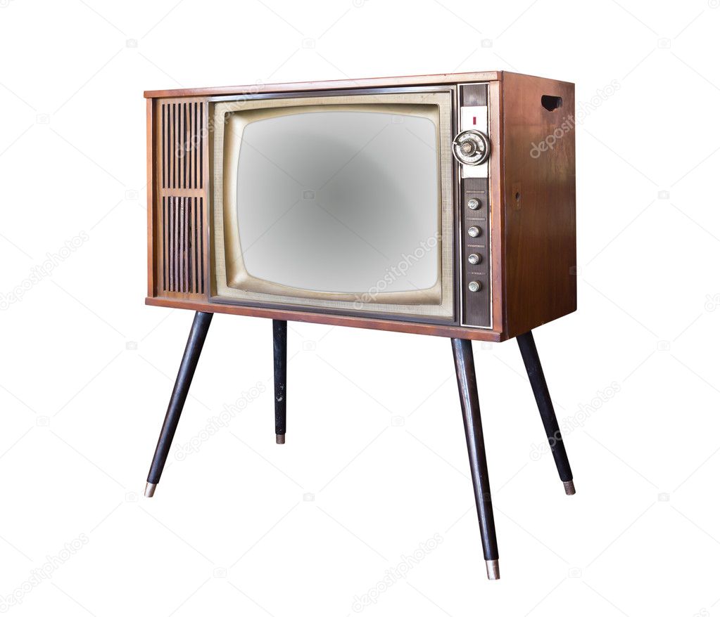 Vintage Television Isolated With Clipping Path Stock Photo By