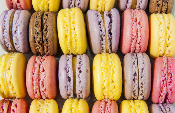 Pattern of colorful small cake in row