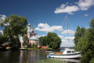 Pereslavl. Forty Martyrs Church in the mouth of the river Trubezh. clipart