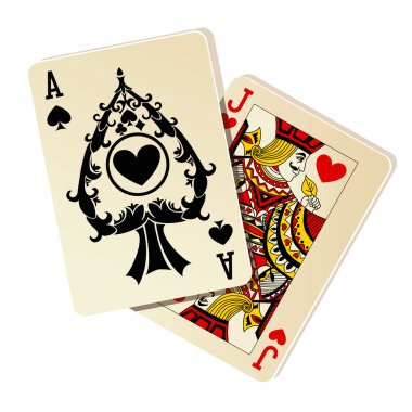 Black Jack. Two cards on white background clipart