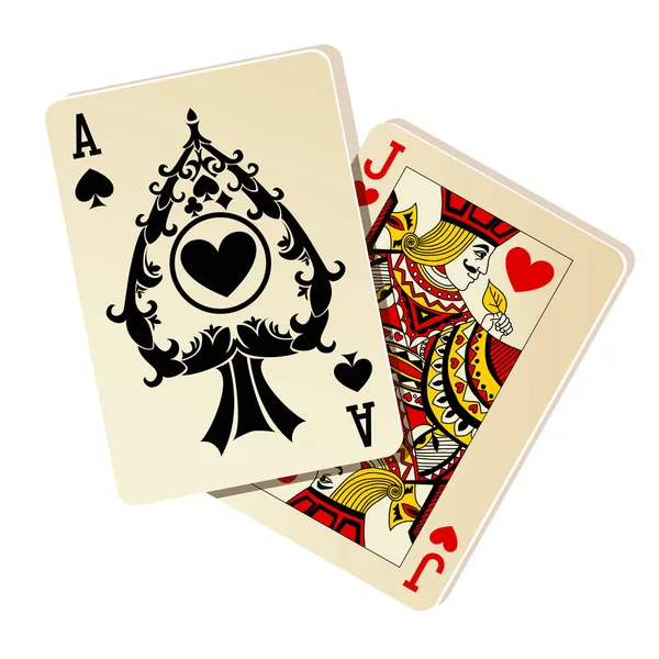 ブラック ジャック。白い背景の上の 2 つのカード — ストックベクタ