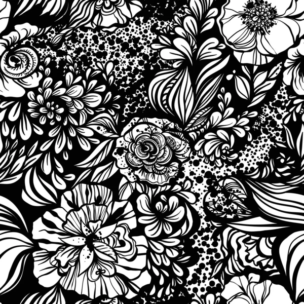 Фантазия абстрактный цветочный бесшовный шаблон — стоковый вектор