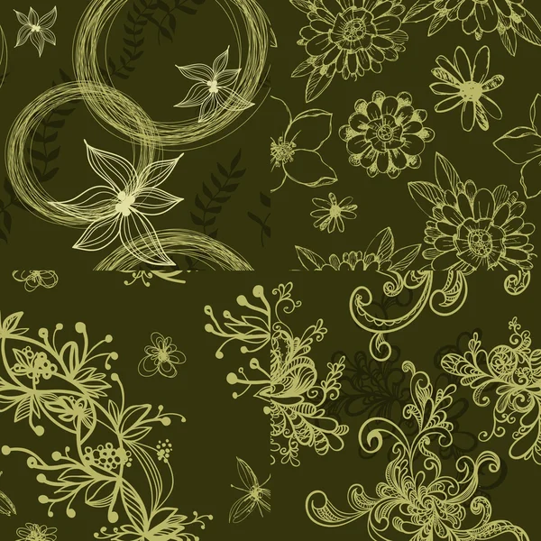 Conjunto de patrones florales sin costura — Archivo Imágenes Vectoriales