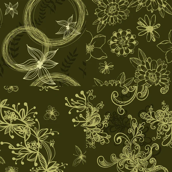 Vector verde fresco abstracto primavera fondo con flores — Archivo Imágenes Vectoriales