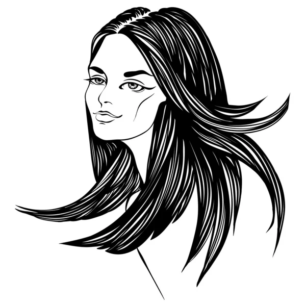 Mode schöne Frau mit langen lockigen Haaren. — Stockvektor