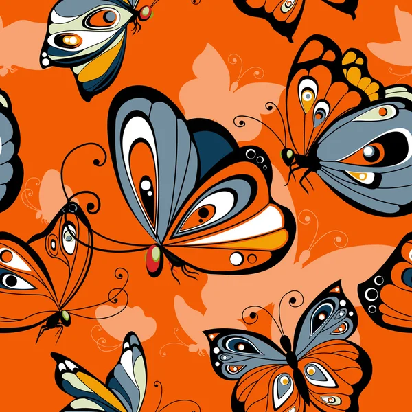Fliegende Schmetterlinge nahtloses Muster — Stockvektor