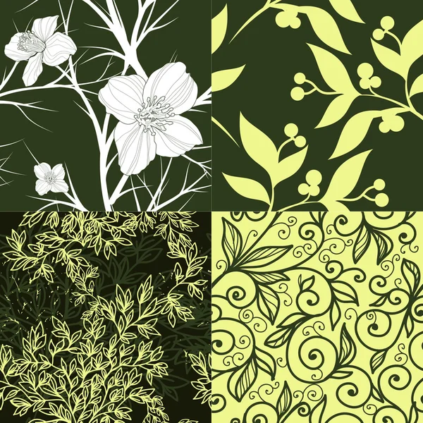 Set of floral seamless patterns — Stock Vector