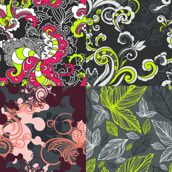 Set of floral seamless patterns — Stock Vector