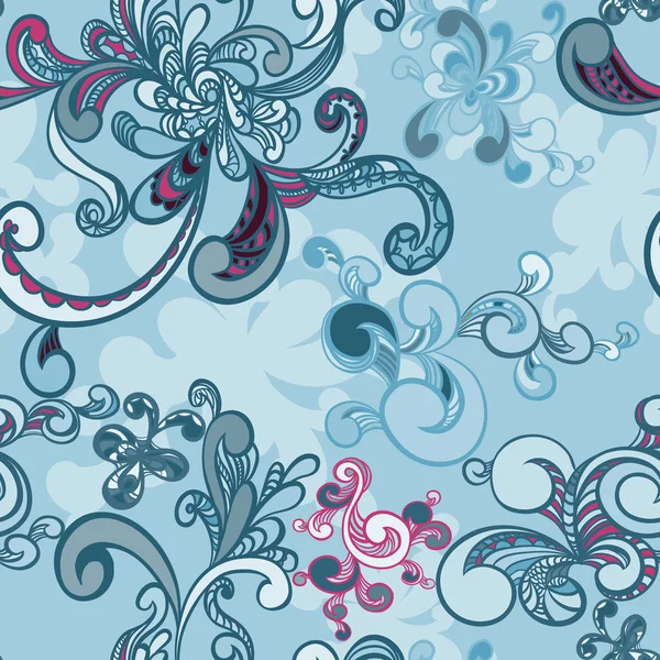 Fond floral sans couture avec tourbillons — Image vectorielle