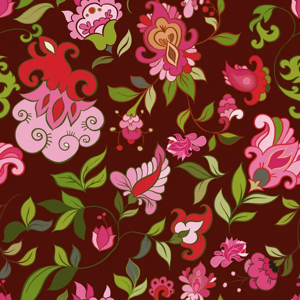 Patrón retro sin costura floral vectorial — Archivo Imágenes Vectoriales