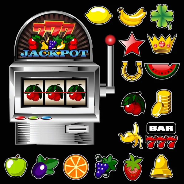Ein Vektor-Spielautomat mit Kirschgewinnen auf Kirschen und Stockvektor