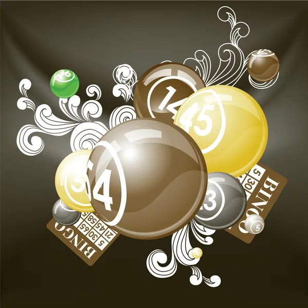 Ретро композиція бінго або лотерейних кульок і карт — стоковий вектор