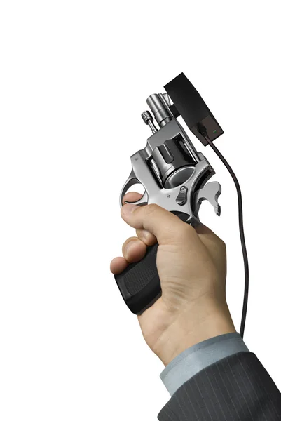 Mão com pistola de arranque — Fotografia de Stock